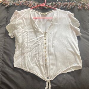 Wild Fable Ivory Button-Down Tie-Front Shirt